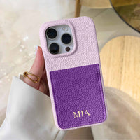 Purple Personalized Leather iPhone Case with Card Holder - #Snap Bands#