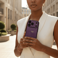 Purple Personalized Monogram Leather iPhone Case - Snap Bands