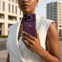Purple Personalized Monogram Leather iPhone Case - Snap Bands