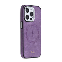 Purple Wireless Charge Monogram Leather iPhone Case - #Snap Bands#
