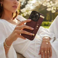 Red Crocodile Texture Elegant iPhone Case with Metallic Accent - Snap Bands