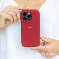 Red Leather iPhone Case - Snap Bands