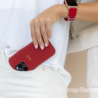 Red Leather iPhone Case - Snap Bands