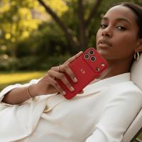 Red Leather iPhone Case - Snap Bands