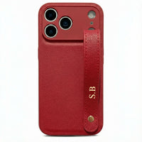 Red Leather iPhone Case with Strap - Snap Bands