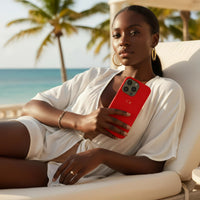 Red Pebble Leather iPhone Case - Snap Bands