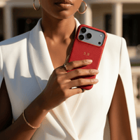 Red Pebble Leather iPhone Case - Snap Bands