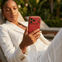 Red Personalized iPhone Case With Leather - Snap Bands