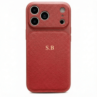 Red Personalized iPhone Case With Leather - Snap Bands