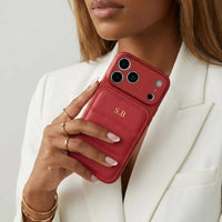 Red Personalized iPhone Leather Case - Snap Bands