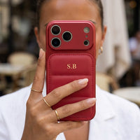 Red Personalized iPhone Leather Case - Snap Bands