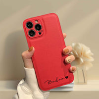 Red Personalized Leather iPhone Case - #Snap Bands#