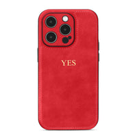 Red Personalized Monogram Leather iPhone Case - #Snap Bands#