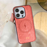 Red Wireless Charge Monogram Leather iPhone Case - #Snap Bands#