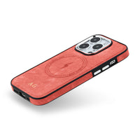 Red Wireless Charge Monogram Leather iPhone Case - #Snap Bands#