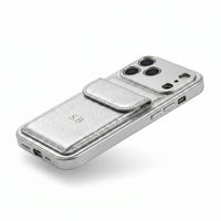 Silver Personalized Leather iPhone Case With Card Holder - Snap Bands