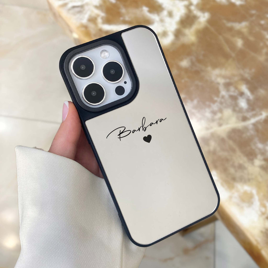 Silver Personalized Mirror iPhone Case - #Snap Bands#