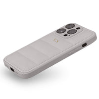 Silver Puffer Leather iPhone Case - #Snap Bands#