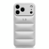 Silver Puffer Leather iPhone Case - Snap Bands