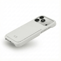 White Card Holder Leather iPhone Case - Snap Bands