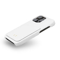 White Card Holder Leather iPhone Case - Snap Bands