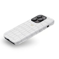 White Crocodile Texture Personalized Leather iPhone Case - #Snap Bands#