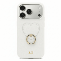 White Heart Ring Leather iPhone Case - Snap Bands