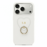 White Heart Ring Leather iPhone Case - Snap Bands