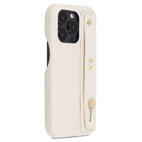 White Leather iPhone Case with Strap - Snap Bands