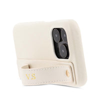 White Leather iPhone Case with Strap - Snap Bands