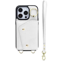 White Leather iPhone Case With Two Straps - Snap Bands