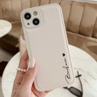 White Personalized Leather iPhone Case - #Snap Bands#