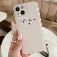 White Personalized Leather iPhone Case - #Snap Bands#
