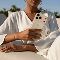 White Personalized Leather iPhone Case - Snap Bands