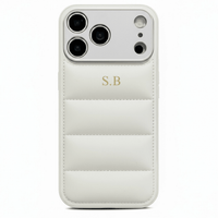 White Puffer Leather iPhone Case - Snap Bands