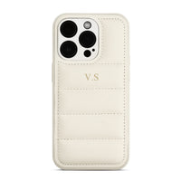 White Puffer Leather iPhone Case - #Snap Bands#