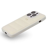White Puffer Leather iPhone Case - #Snap Bands#