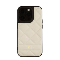 White Stitched Leather iPhone Case - #Snap Bands#