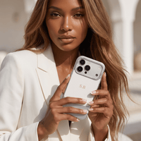 White Two-Tone Monogrammed Leather iPhone Case - #Snap Bands#