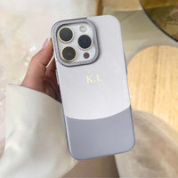 White Two - Tone Monogrammed Leather iPhone Case - #Snap Bands#