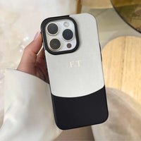 White&Black Two - Tone Monogrammed Leather iPhone Case - #Snap Bands#