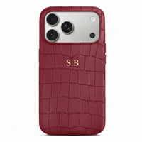 Wine Crocodile Texture Personalized Leather iPhone Case - Snap Bands