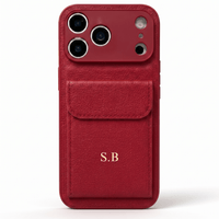 Wine Personalized Leather iPhone Case With Card Holder - Snap Bands