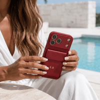 Wine Personalized Leather iPhone Case With Card Holder - Snap Bands