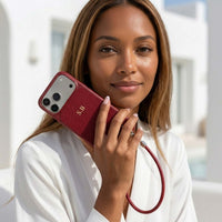 Wine Personalized Leather iPhone Case with Strap Handle - Snap Bands