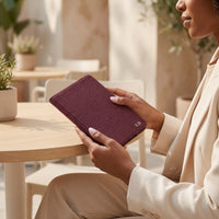 Wine Textured Leather Kindle Case with Hand Strap - Snap Bands