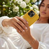 Yellow Leather iPhone Case - Snap Bands