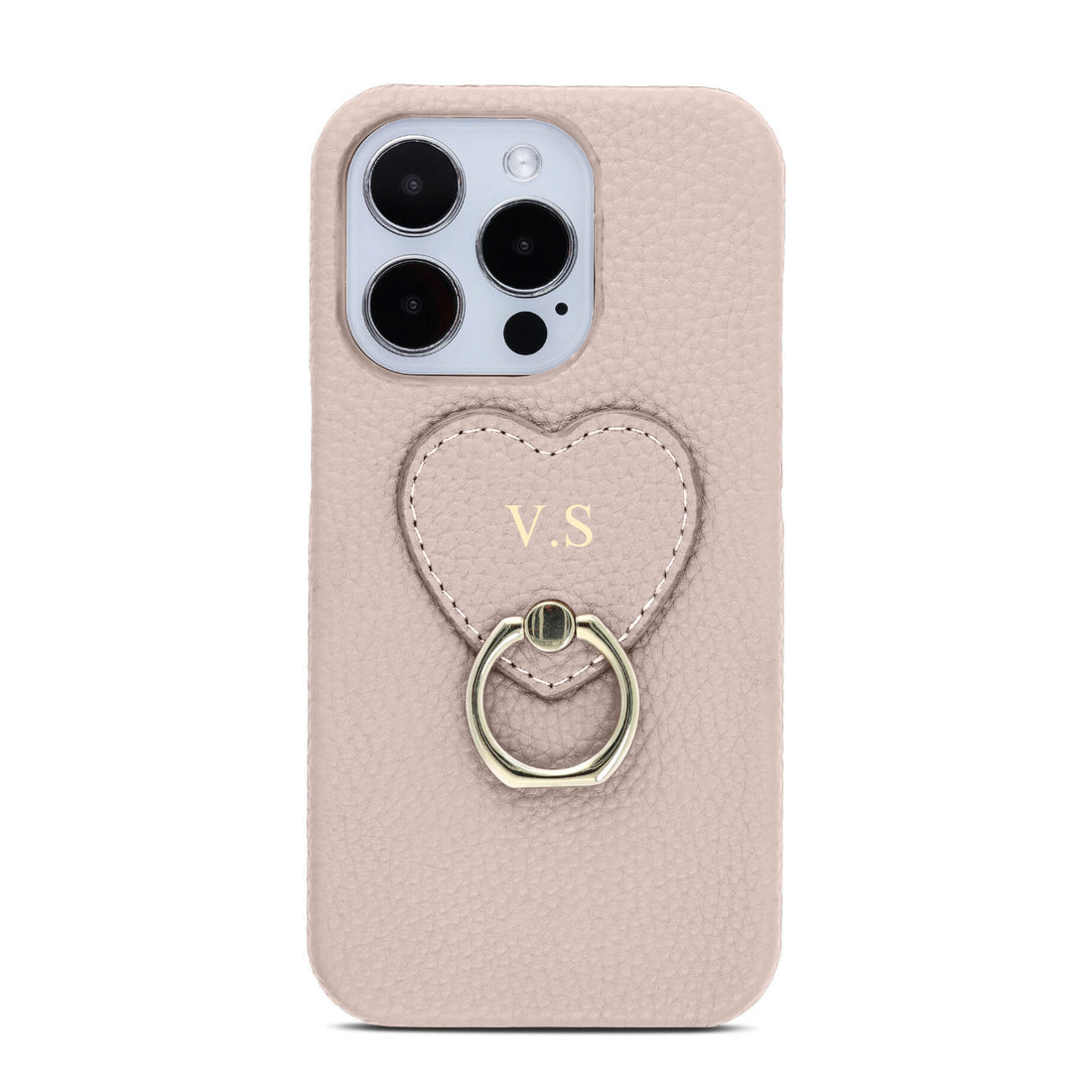 Pink-pebble-leather-personalized-iphone-case-with-gold-ring-holder