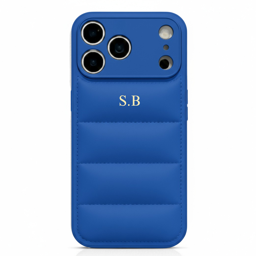 Blue Puffer Leather iPhone Case