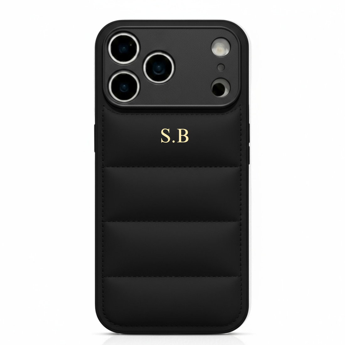 Black Puffer Leather iPhone Case